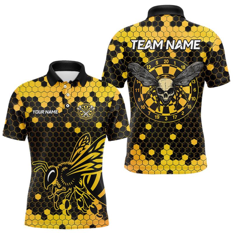Wabenmuster mit Bienen und Schädel-Dartboards, Dartshirts für Herren, individuelle Darttrikots NYN0053
