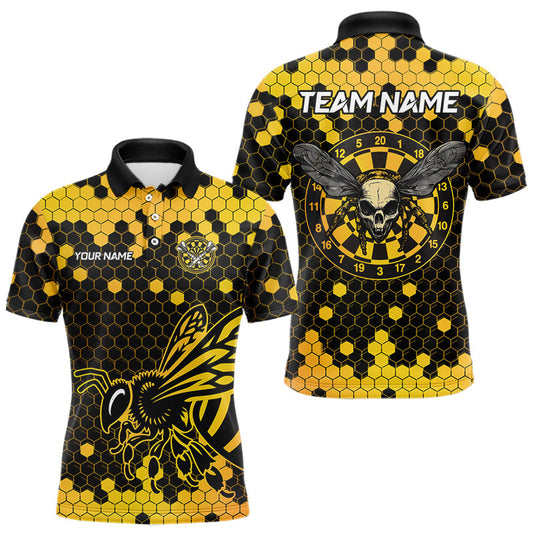 Wabenmuster mit Bienen und Schädel-Dartboards, Dartshirts für Herren, individuelle Darttrikots NYN0053