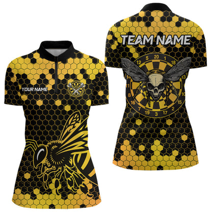 Wabenmuster mit Bienen und Schädel-Dartboards, Dartshirts für Damen, individuelle Darttrikots NYN0053