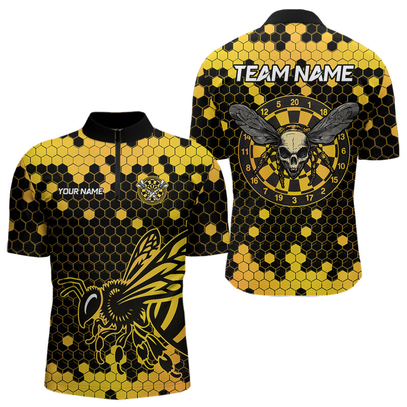 Wabenmuster mit Bienen und Schädel-Dartboards, Dartshirts für Herren, individuelle Darttrikots NYN0053