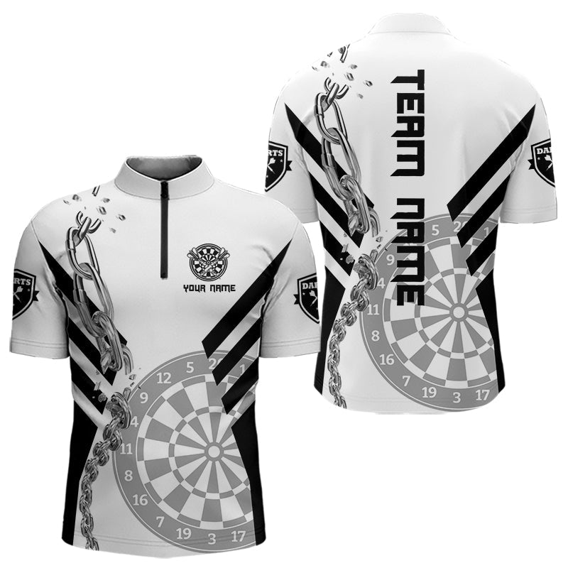 Silberne Ketten, weiße und schwarze Dartboards, Dartshirts für Herren, Teamtrikots NYN0054