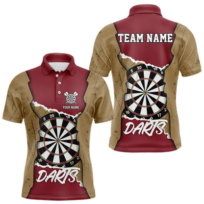 Individuelles gelb-rotes Grunge-Dartboard, Dartshirts für Herren, Teamtrikots NYN0058
