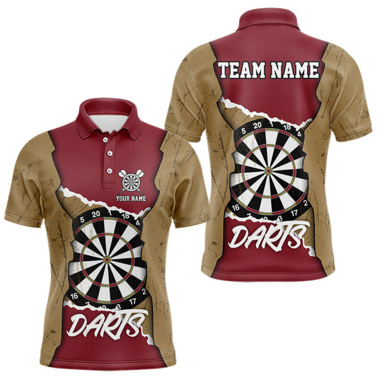 Individuelles gelb-rotes Grunge-Dartboard, Dartshirts für Herren, Teamtrikots NYN0058