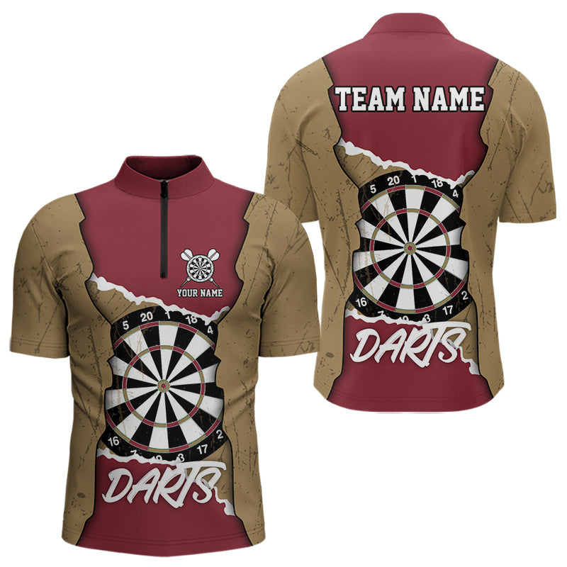 Individuelles gelb-rotes Grunge-Dartboard, Dartshirts für Herren, Teamtrikots NYN0058