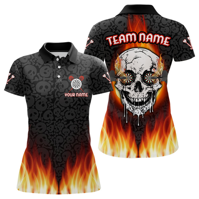 Feuerflammen-Dartboard in tropfenden Schädeln, individuelles Dartshirt für Damen, Darttrikots NYN0070