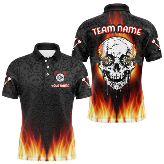 Feuerflammen-Dartboard in tropfenden Schädeln, individuelle Dartshirts für Herren, Darttrikots NYN0070