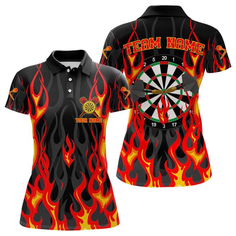 Individuelles Feuerflammenmuster mit Dartboard, Dartshirts für Damen, Teamtrikots NYN0072