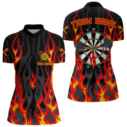 Feuerflammen-Dartboard in Stadt-Champion-Welt, Dartshirts für Damen, Darttrikots NYN0071