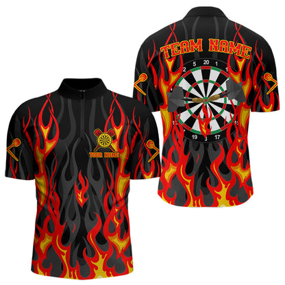 Feuerflammenmuster und Dartboard Dartshirts für Herren, Personalisierte Teamtrikots NYN0072