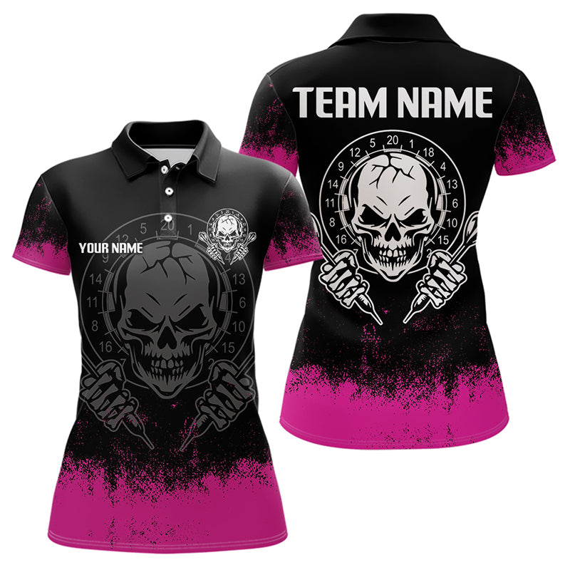 Rissiger Schädel mit Dartpfeilen, individuelle pinke Dartshirts für Damen, Teamtrikots NYN0078