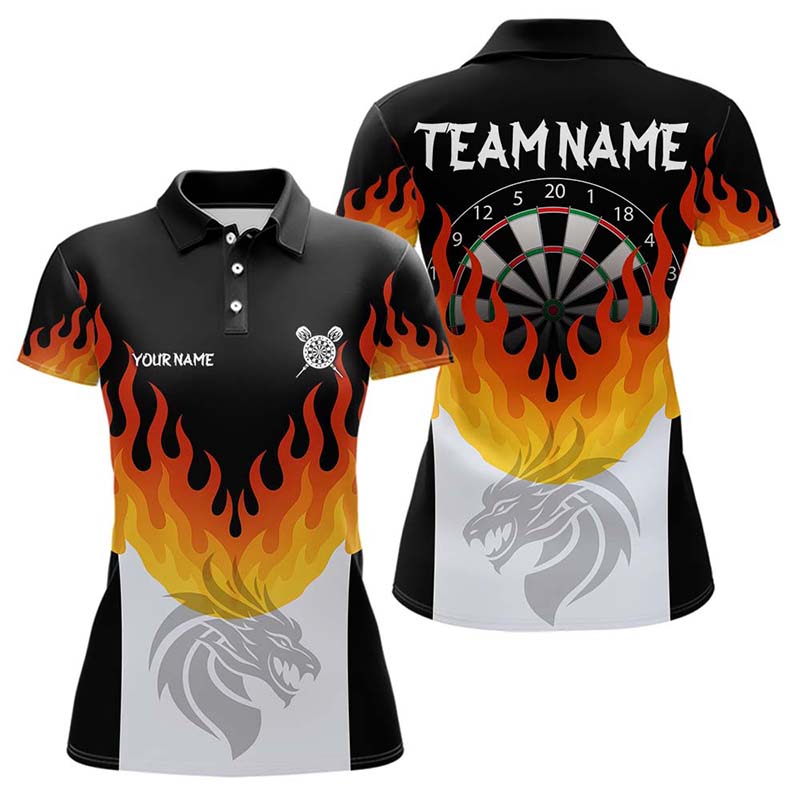 Drachen-Feuerflamme-Dartboard, individuelles Dartshirt für Damen, Teamtrikots NYN0090