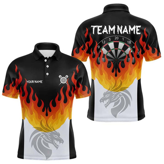 Drachen-Feuerflamme mit Dartboard Personalisierte Dartshirts für Herren, Teamtrikots NYN0090
