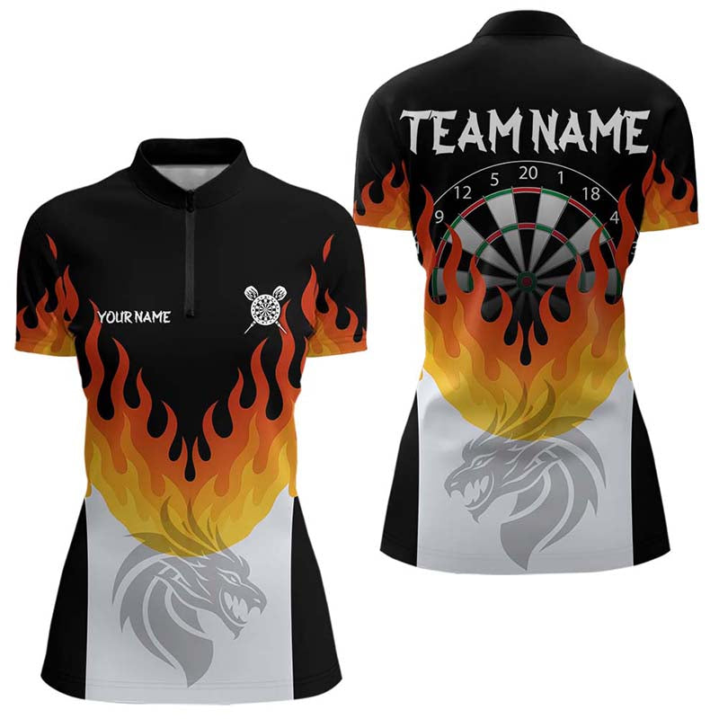 Drachen-Feuerflamme-Dartboard, individuelles Dartshirt für Damen, Teamtrikots NYN0090