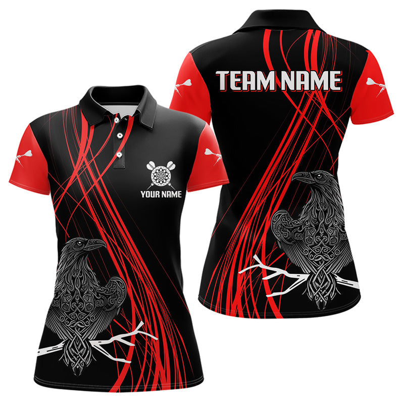 Rote Linien, keltischer Rabe mit Dartpfeilen, individuelles Dartshirt für Damen, Teamtrikots NYN0105