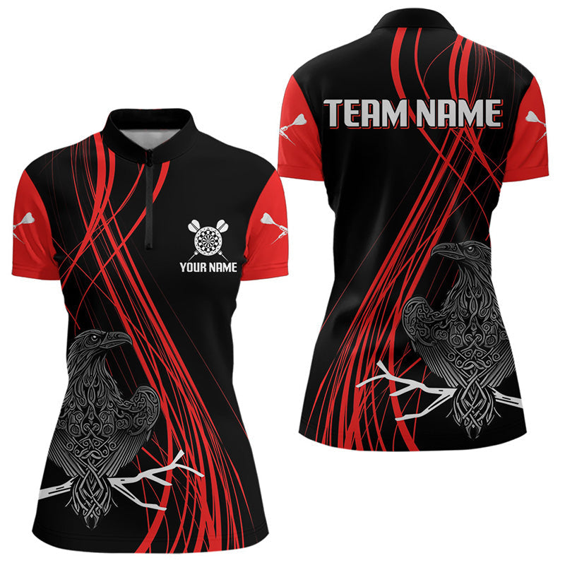 Rote Linien, keltischer Rabe mit Dartpfeilen, individuelles Dartshirt für Damen, Teamtrikots NYN0105