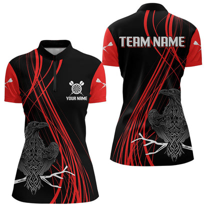 Rote Linien, keltischer Rabe mit Dartpfeilen, individuelles Dartshirt für Damen, Teamtrikots NYN0105