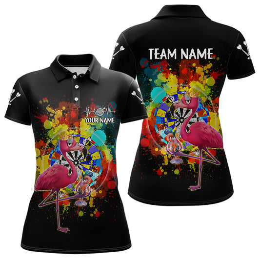 Individuell gestaltetes lustiges, farbenfrohes Kronen-Flamingo Damen-Darts-Quarter-Zip-Ligashirt - Splatter-Dart-Trikot NYN2209