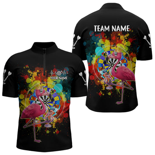 Individuell gestaltetes lustiges, farbenfrohes Kronen-Flamingo Herren-Darts-Polo-Ligashirt - Splatter-Dart-Trikot NYN2209