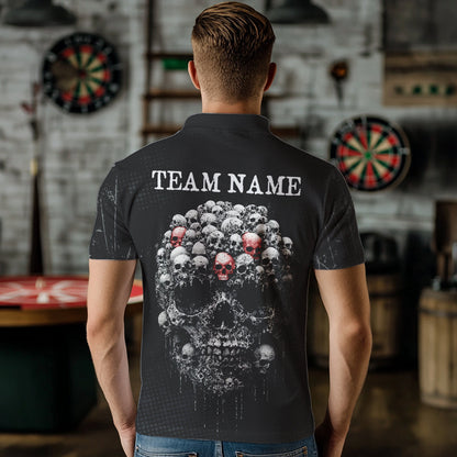 Personalisierte Totenkopf Schwarzes Dartshirt Polo & 1/4 Reißverschluss für Herren, Dart-Teamshirts NYN0002