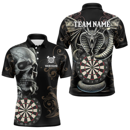 Personalisierter Grauer Totenkopf-Drache Polo & 1/4 Reißverschluss Dartshirts für Herren, Trikots NYN0012