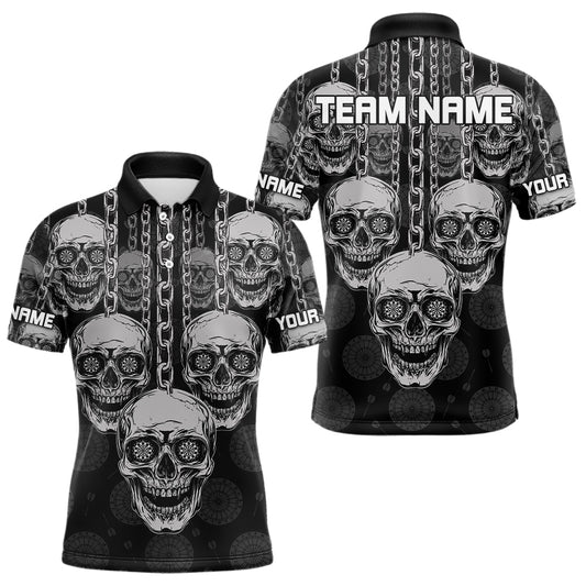 Personalisierte Dartshirts für Herren mit grauen Totenköpfen und Dartscheiben – Teamtrikots NYN0019