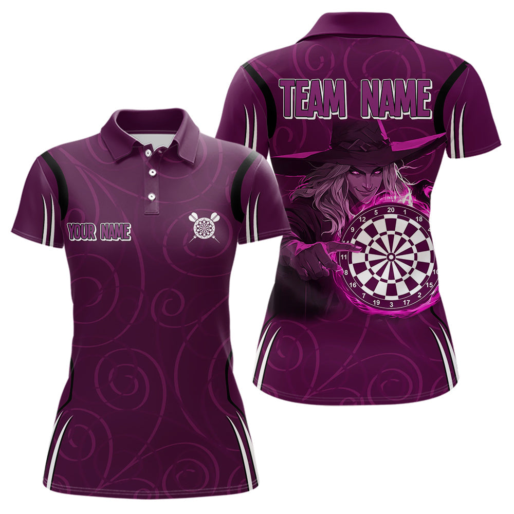Lila Dartboards und Hexe, personalisierte Dartshirts für Damen, Teamtrikots NYN0026