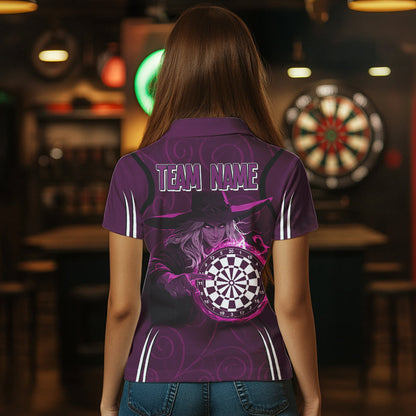 Lila Dartboards und Hexe, personalisierte Dartshirts für Damen, Teamtrikots NYN0026