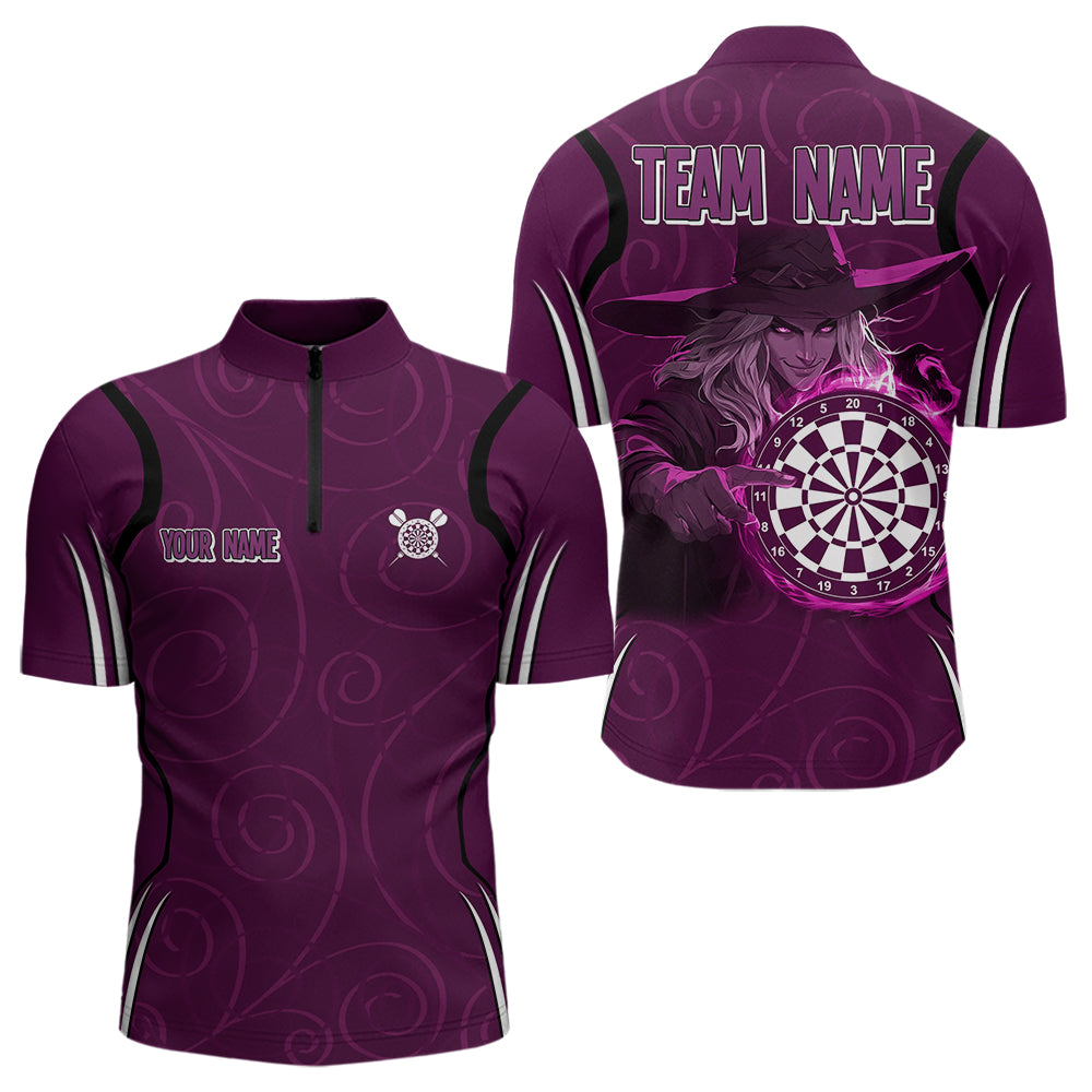 Personalisierte Lila Dartboards und Hexen-Dartshirts für Herren, Teamtrikots NYN0026
