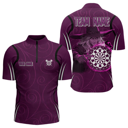 Personalisierte Lila Dartboards und Hexen-Dartshirts für Herren, Teamtrikots NYN0026