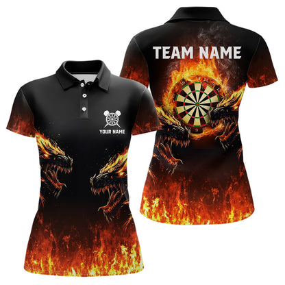 Feuerflammen-Wölfe mit Dartboards, Dartshirts für Damen, personalisierte Darttrikots NYN0040