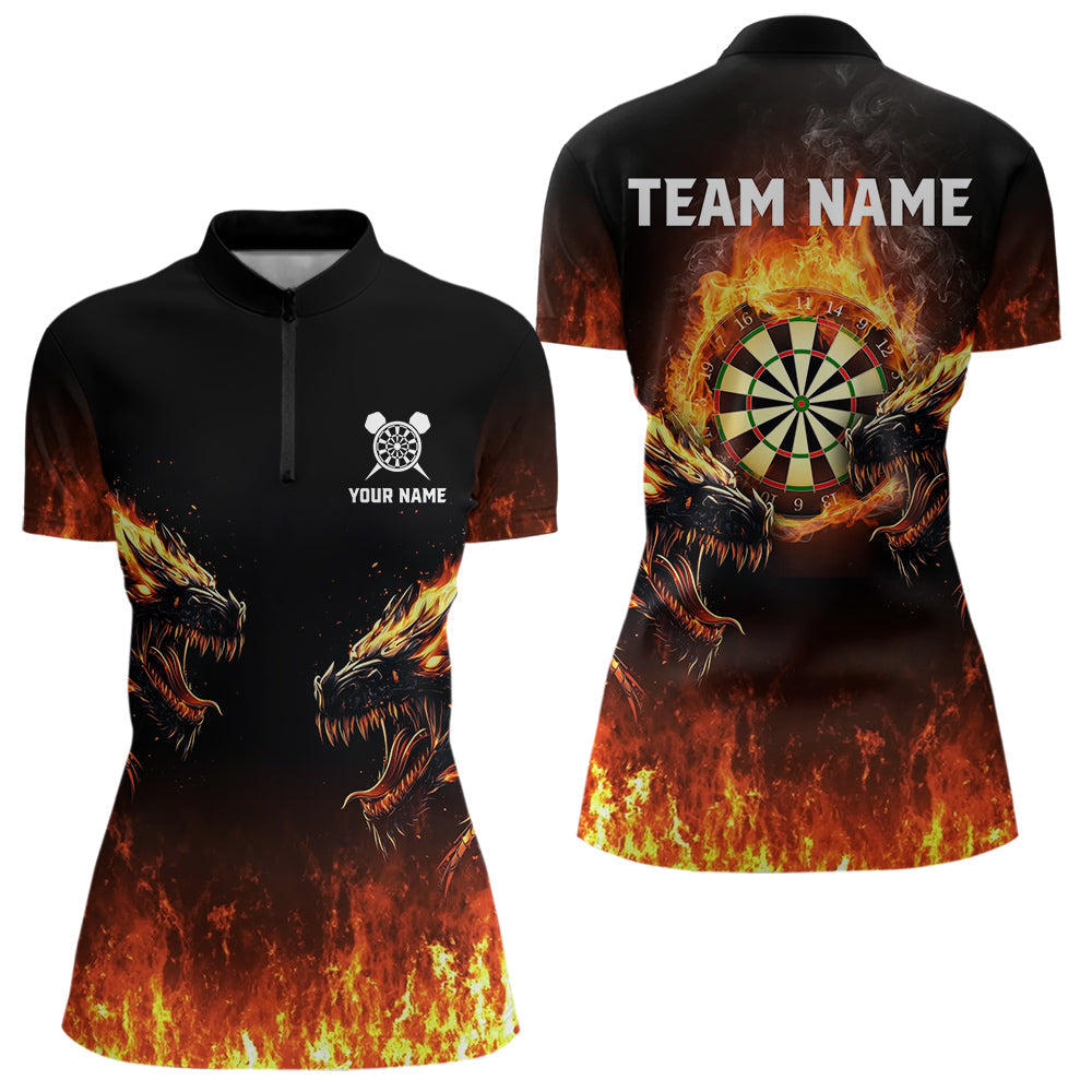 Feuerflammen-Wölfe mit Dartboards, Dartshirts für Damen, personalisierte Darttrikots NYN0040