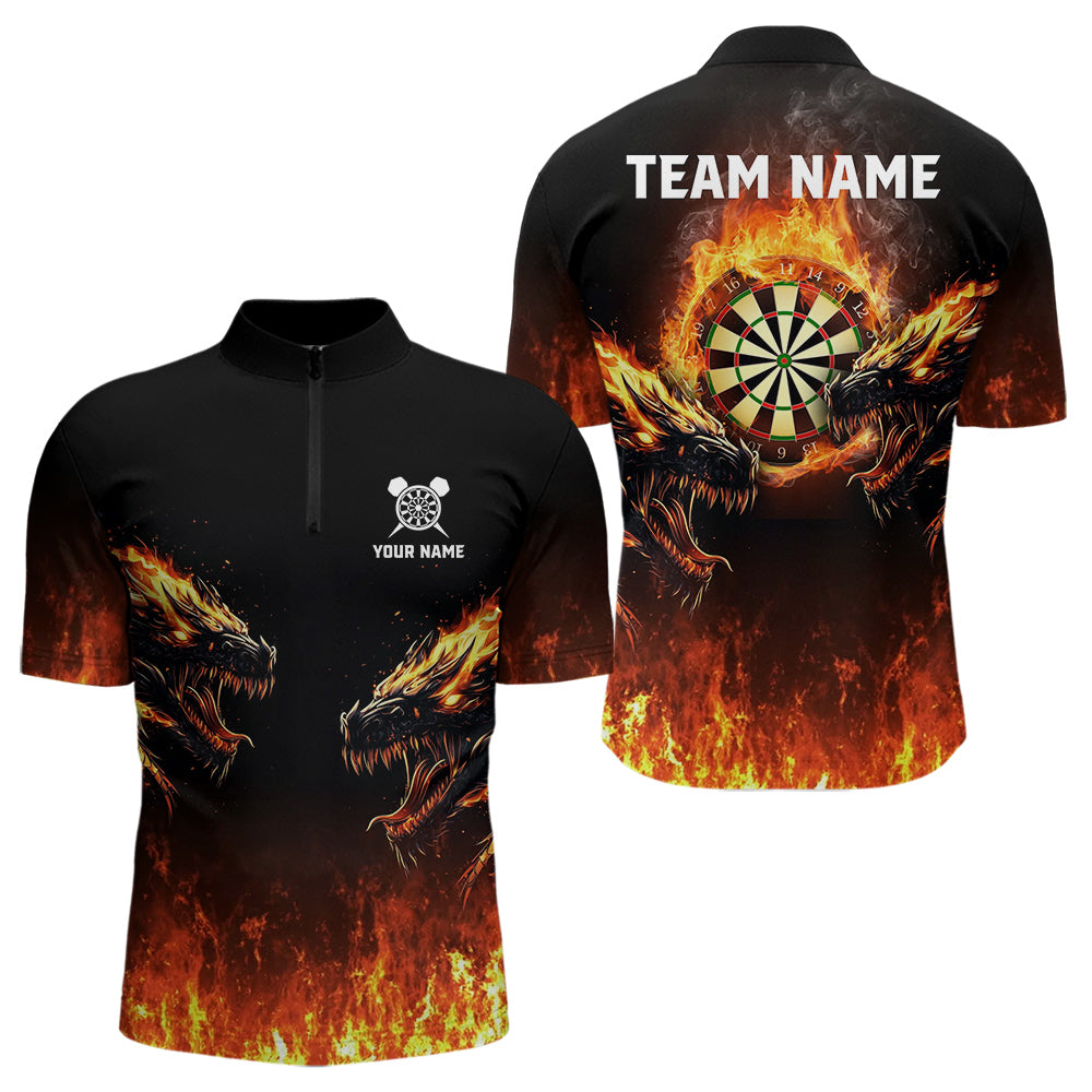Feuerflammen-Wölfe mit Dartboards Dartshirts für Herren, Personalisierte Darttrikots NYN0040