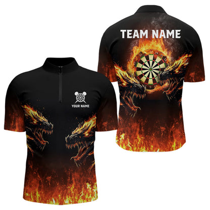 Feuerflammen-Wölfe mit Dartboards Dartshirts für Herren, Personalisierte Darttrikots NYN0040