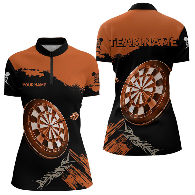 Personalisiertes oranges Dartboard mit Pfeil, Polo- & 1/4-Zip-Shirts für Damen, Teamtrikots NYN0052