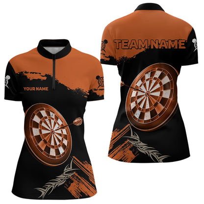 Personalisiertes oranges Dartboard mit Pfeil, Polo- & 1/4-Zip-Shirts für Damen, Teamtrikots NYN0052
