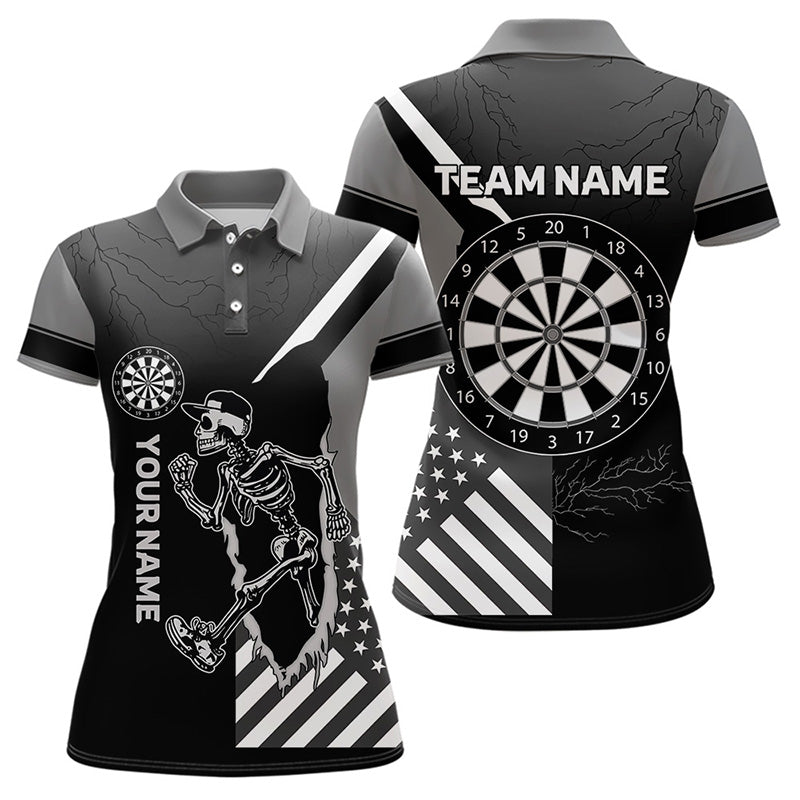 Laufendes Skelett mit schwarzem Muster, Dartboards, Dartshirts für Damen, Darttrikots NYN0055