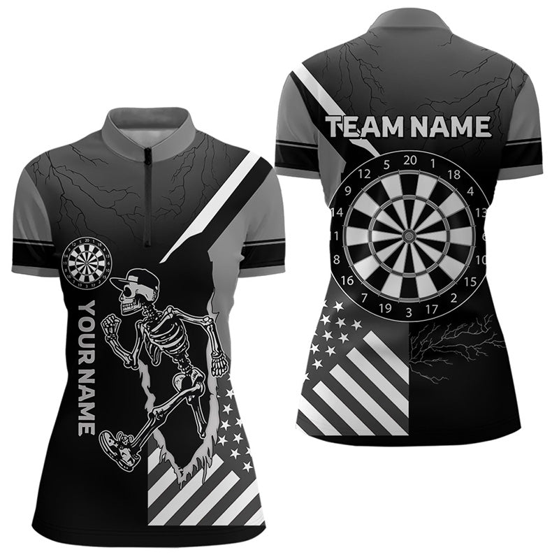 Laufendes Skelett mit schwarzem Muster, Dartboards, Dartshirts für Damen, Darttrikots NYN0055