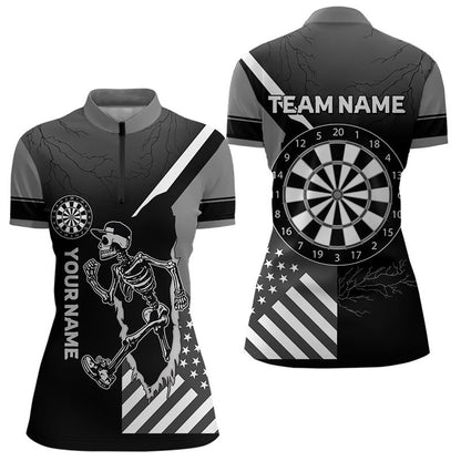 Laufendes Skelett mit schwarzem Muster, Dartboards, Dartshirts für Damen, Darttrikots NYN0055