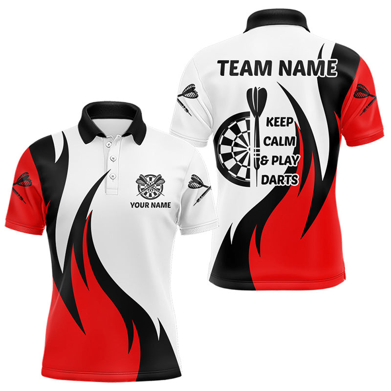 Rot mit Flammenmuster „Keep Calm & Play“, Dartshirts für Herren, Teamtrikots NYN0061