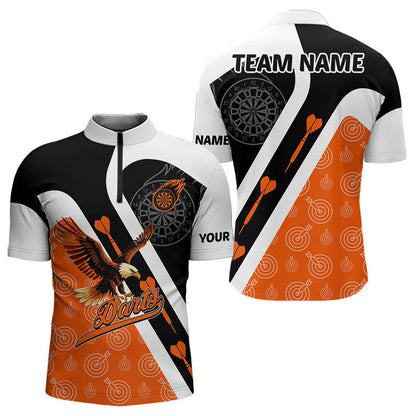 Individuelles oranges Dartboard mit fliegenden Adlern, Dartshirts für Herren, Teamtrikots NYN0062