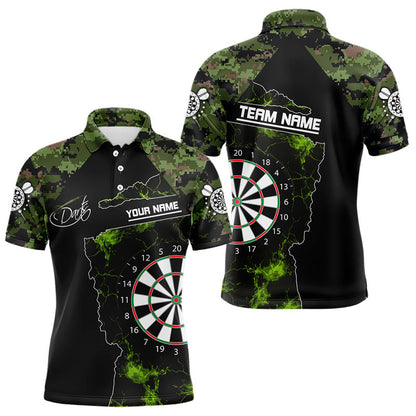 Tarnmuster grün mit Flammen-Dartboard, Dartshirts für Herren, individuelle Darttrikots NYN0063
