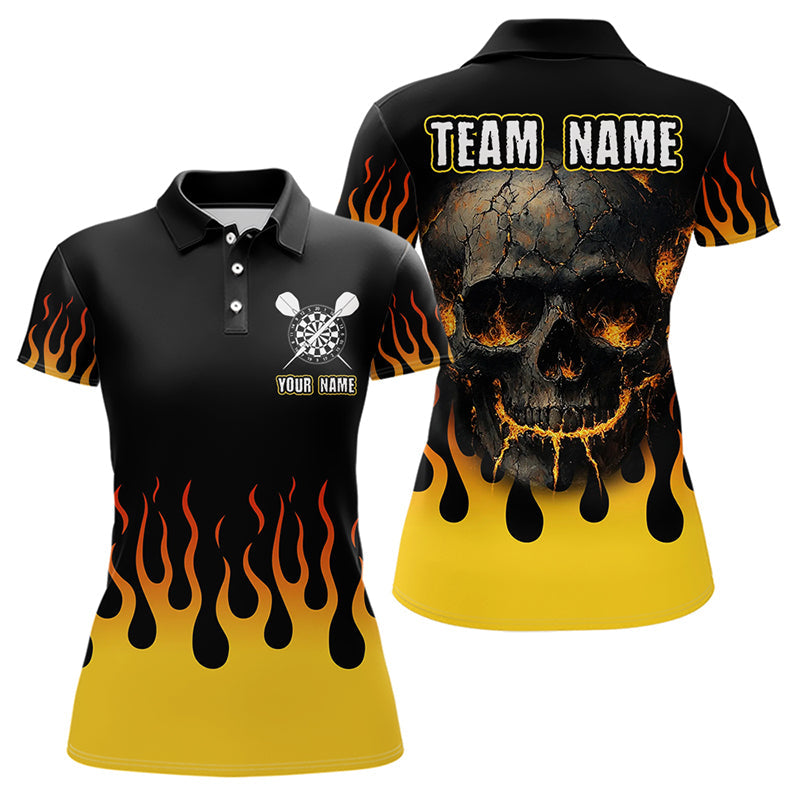 Feuerflammen, gesprungener Schädel, Dart-Polo- & 1/4-Zip-Shirts für Damen, Teamtrikots NYN0068