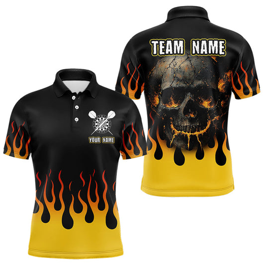 Feuerflammen, gesprungener Schädel, Dart-Polo- & 1/4-Zip-Shirts für Herren, Teamtrikots NYN0068