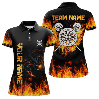 Skorpion und Feuerflammen, weißes Dartboard, Dartshirts für Damen, individuelle Darttrikots NYN0075