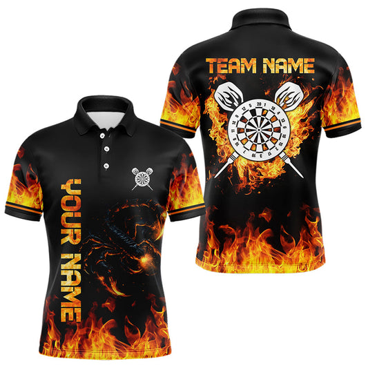 Skorpion und Feuerflammen, weißes Dartboard, Dartshirts für Herren, individuelle Darttrikots NYN0075