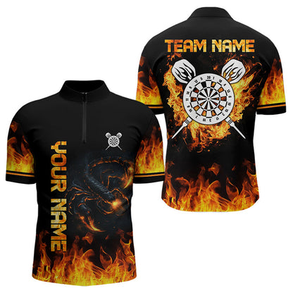 Skorpion und Feuerflammen, weißes Dartboard, Dartshirts für Herren, individuelle Darttrikots NYN0075