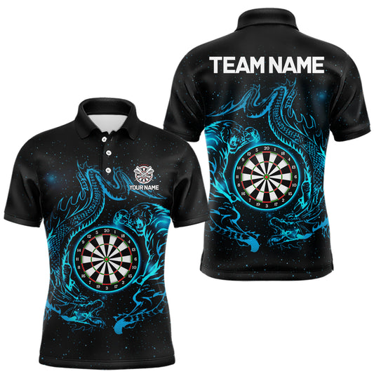 Individuell gestaltetes Tiger & Drachen-blaues Dartboard Herren Darts Polo League Shirt - Lustiges Dart-Trikot NYN2216