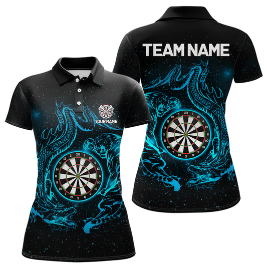 Individuell gestaltetes Tiger & Drachen-blaues Dartboard Damen Darts Polo League Shirt - Lustiges Dart-Trikot NYN2216