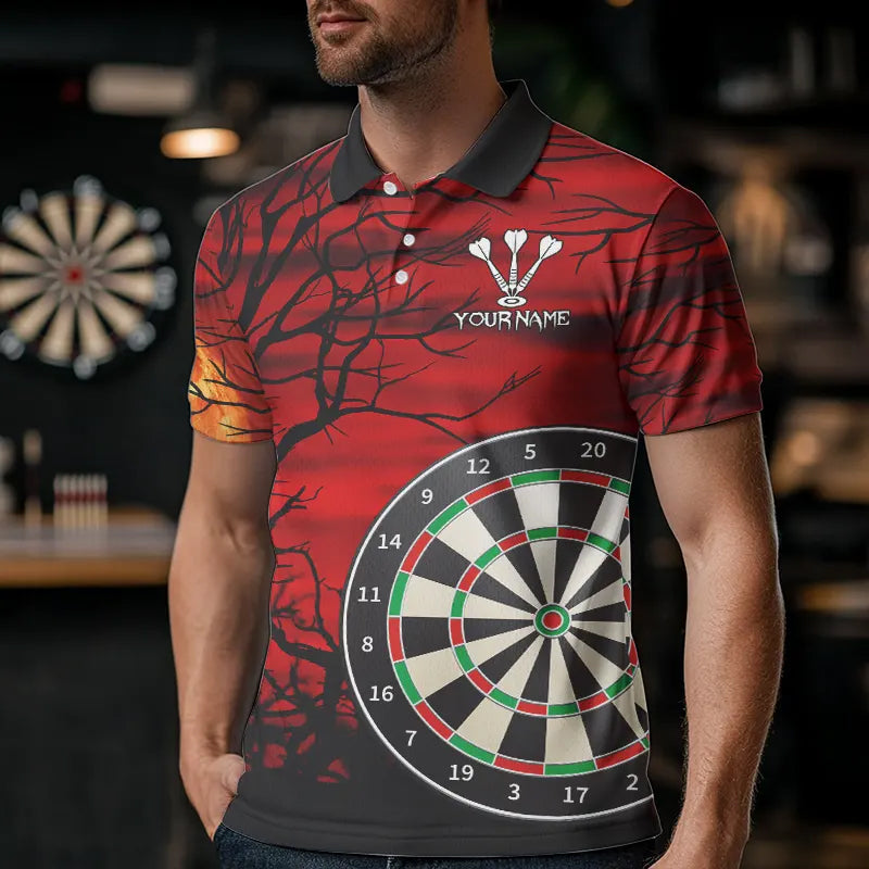 Wolf mit leuchtend roten Augen Dartboards Dartshirts für Herren, Personalisierte Darttrikots NYN0039