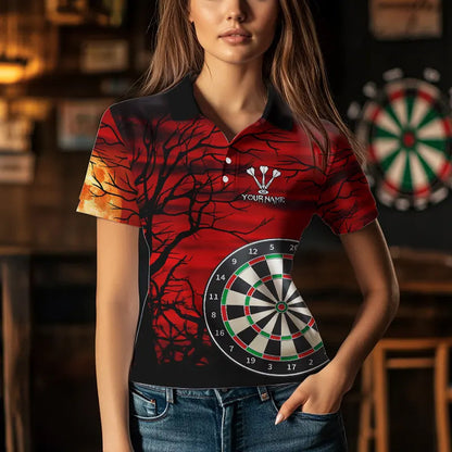Wolf mit leuchtend roten Augen, Dartboards, Dartshirts für Damen, personalisierte Darttrikots NYN0039